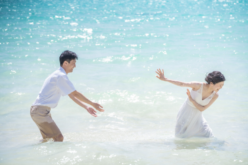 水のかけあい(笑)