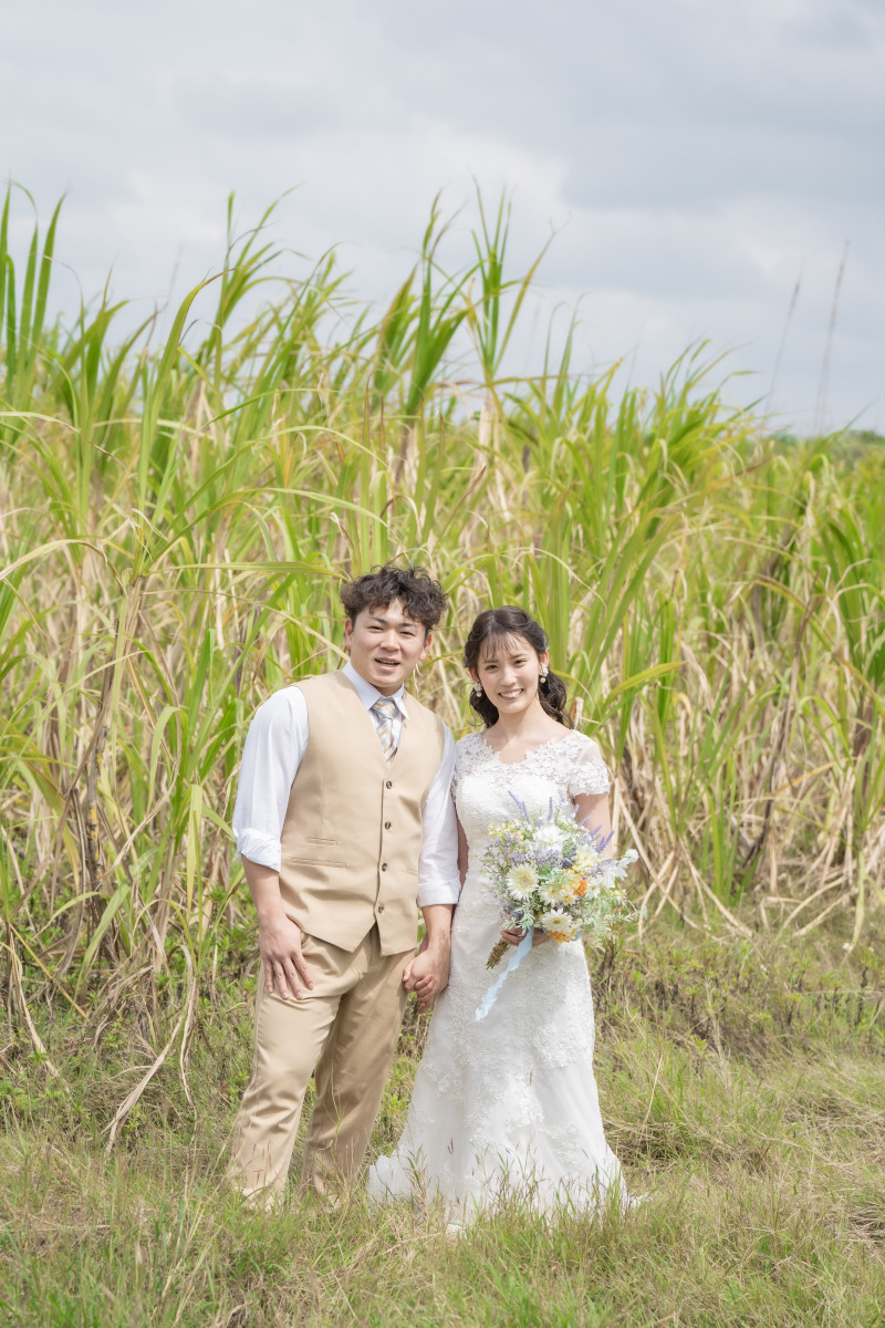 道中のサトウキビ畑で!