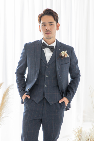 ネイビーチェック柄タキシードTX027