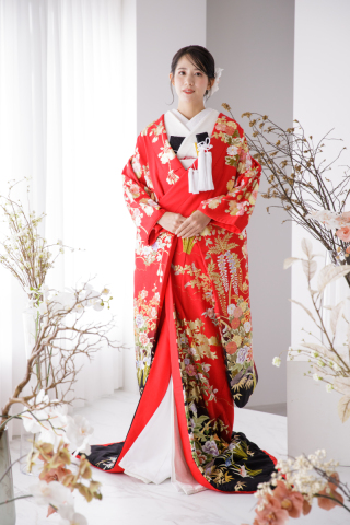 L色打掛038 赤色藤の花