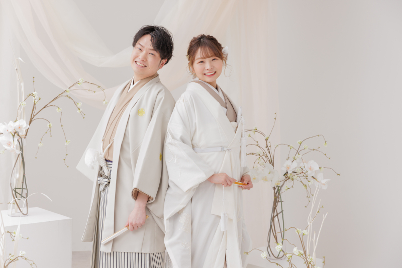 淡いコーディネートで