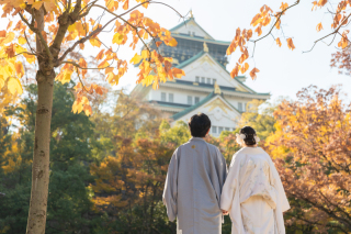 大阪城で紅葉和装撮影☺︎♡