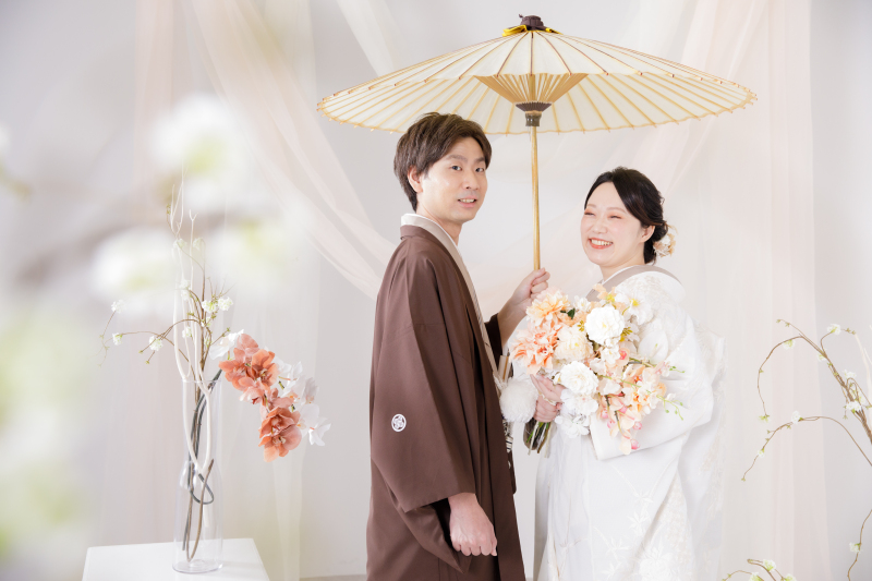 和傘で相合傘を