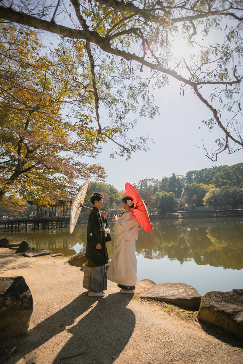 番傘を使った見つめ合いショット♪