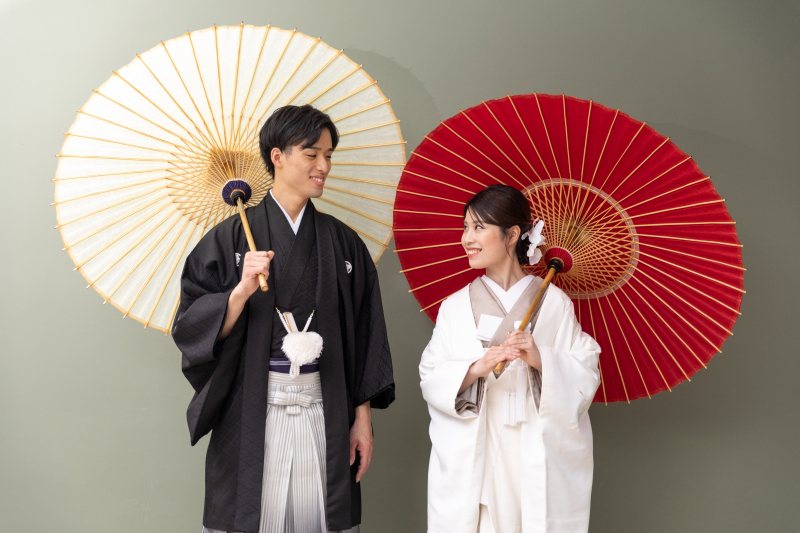 和傘を使って、、