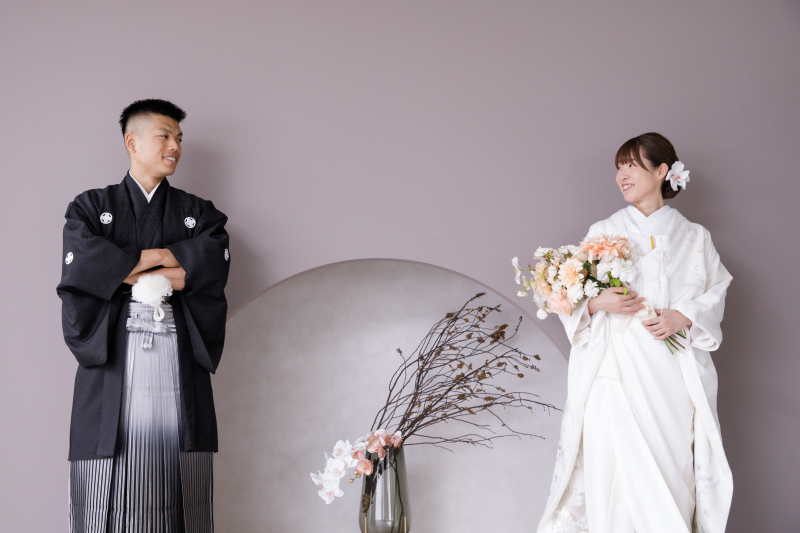 笑顔がとっても素敵なお二人の和装洋装スタジオ撮影♪