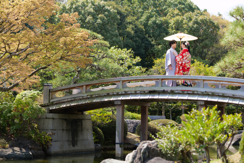 和傘と橋で