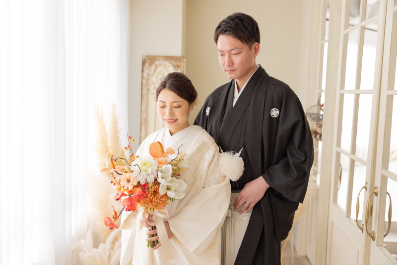 ブーケを持って