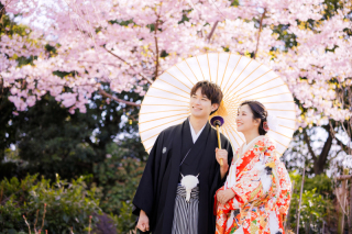 【スタジオ+ロケーション撮影】桜ロケーション受付開始☆ドレスも和装も大満足の2着撮影プラン☆データ200カット付148,000円