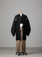 正絹黒紋付×ブラウン袴