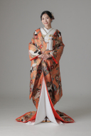 鶴 椿 流水/オレンジ