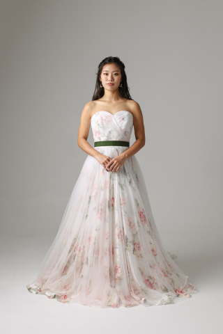 胸元クロスギャザー 花柄/SOP-5199F