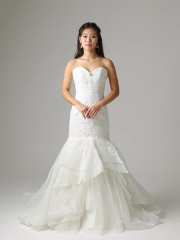 胸元プリーツ 裾アシメタック 刺繍/MJB4