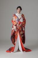 金糸 花車 四季花/レッド