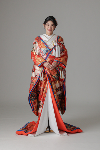 金糸 花車 四季花/レッド