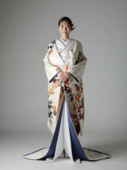 白　波模様　中地紺/IU00994