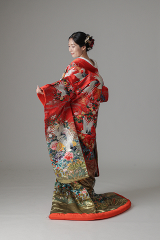 群れ鶴 四季花/レッド