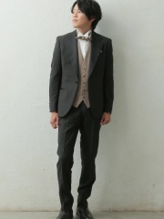 サテンノッチドラペルブランベスト/チャコール
