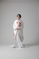 経正　まりに扇面　赤刺繍入り