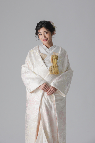 ラメピンク黄 四季花 葡萄/アイボリー