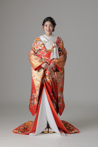 金糸 花車 四季花/レッド