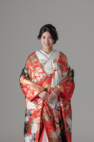 松 格子 鶴/レッドブラック