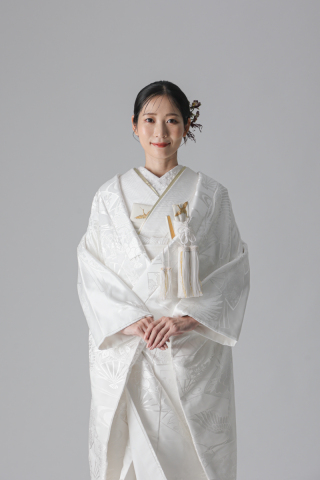 鶴に扇面/ホワイト