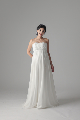 胸元フリル花モーチエンパイア