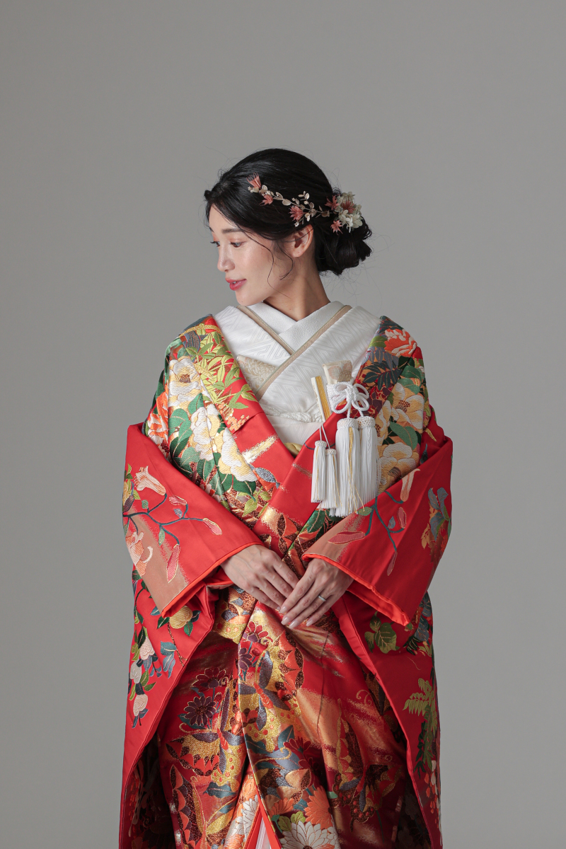 金霞 四季花 蝶/レッド