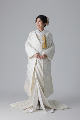 オーロラ青海波枝垂れ桜 鶴/オフホワイト