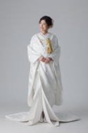 鶴に花の集い/ホワイト