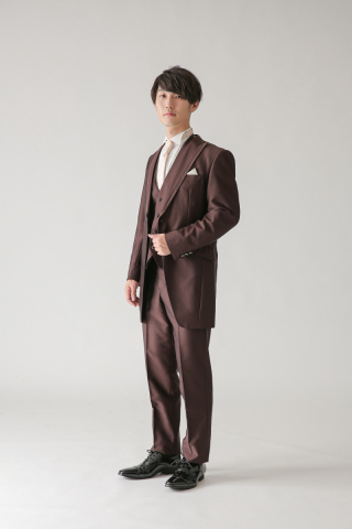 ブラウン　ピンクドットタイ