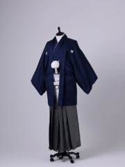 ネイビー紋付×グラデーション袴