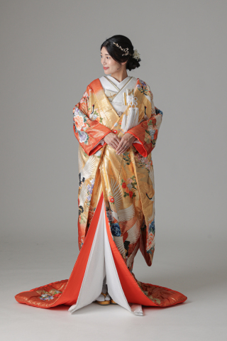 鶴 四季花/ゴールド