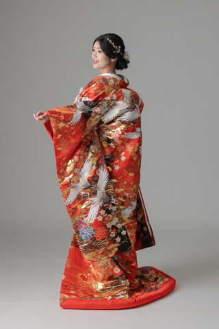 金雲取文様 舞鶴 桜/レッド