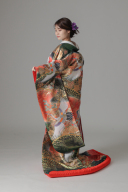 舞鶴 金紙散らし 扇/レッド