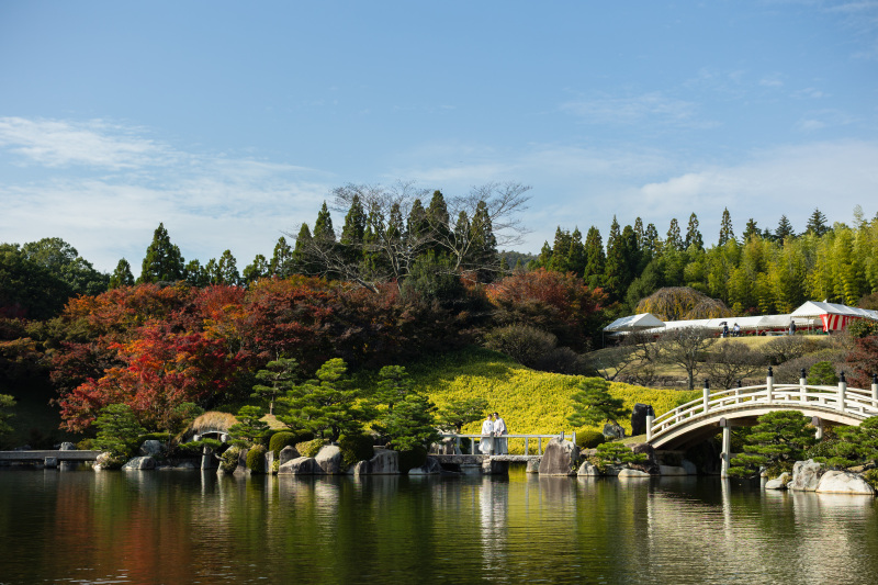 壮大な日本庭園
