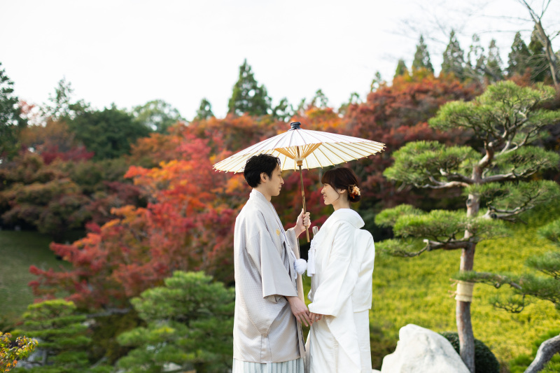 秋深まる三景園で