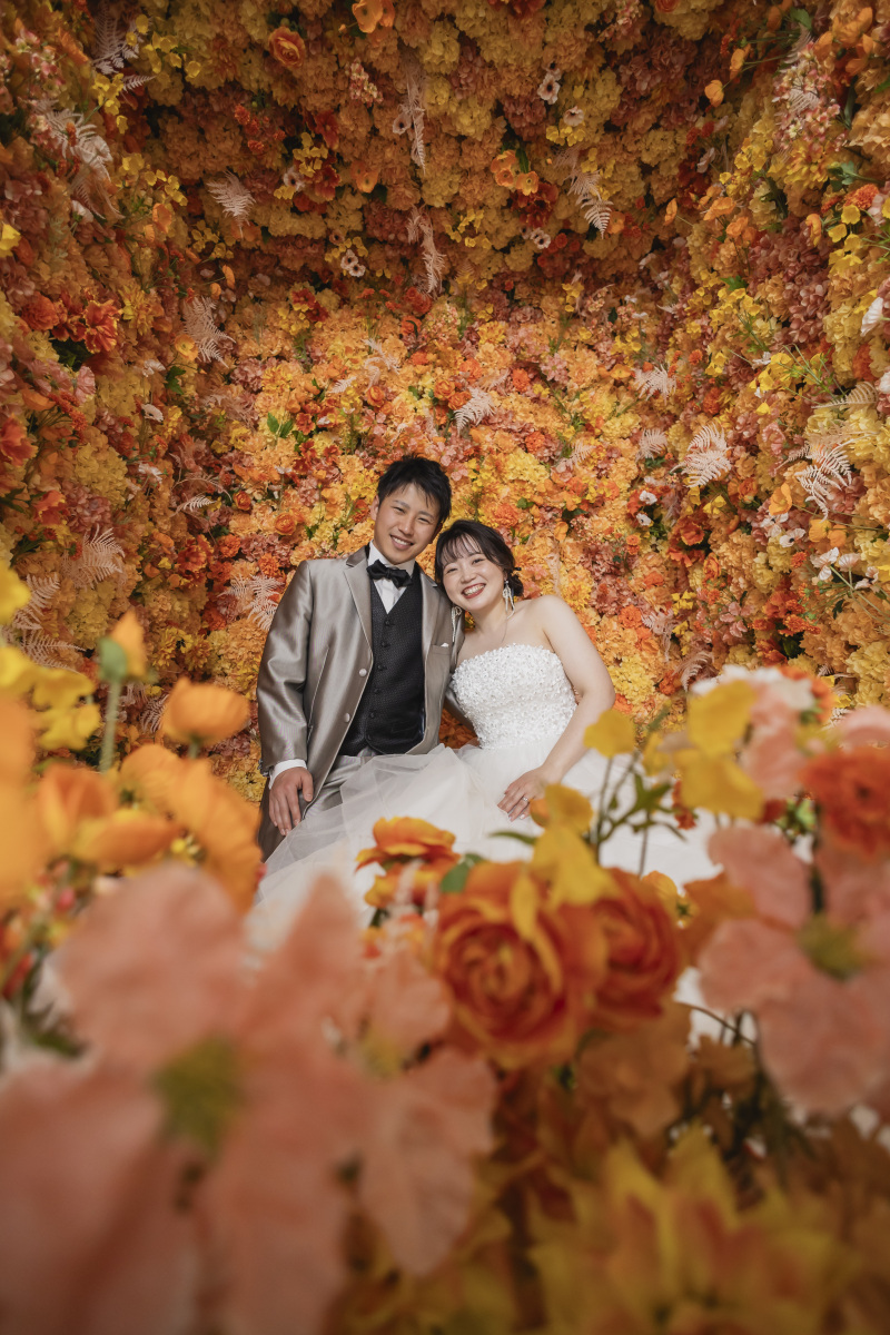 お花に囲まれて