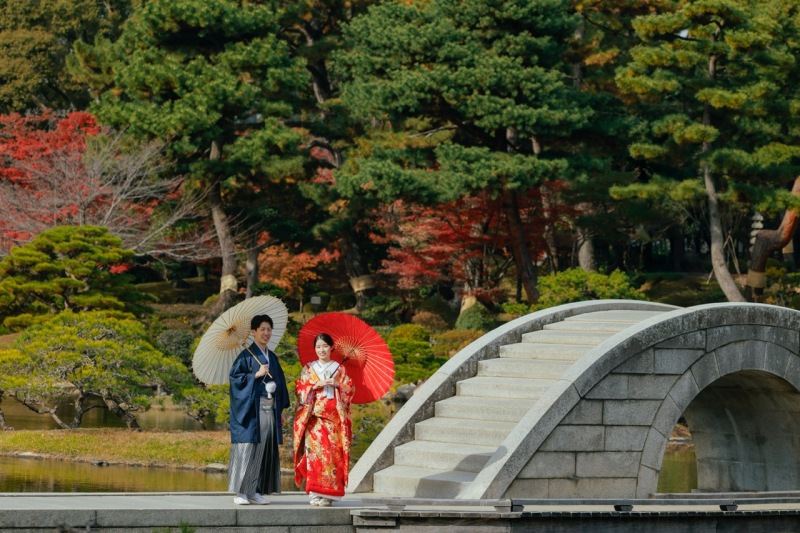 番傘で和の装い