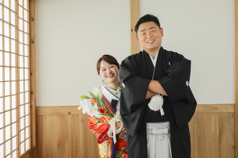 ブーケを持って