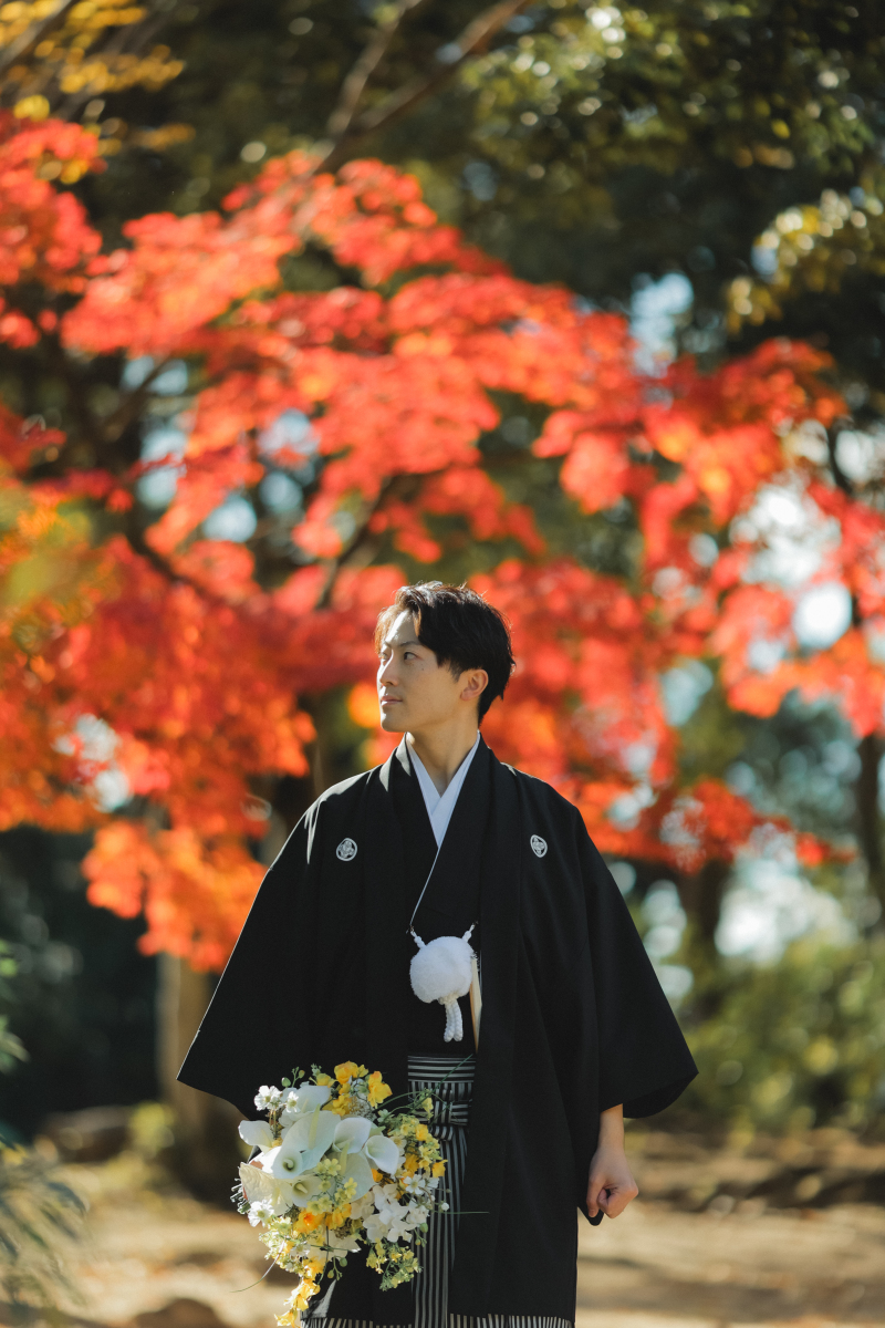 紅葉と新郎様