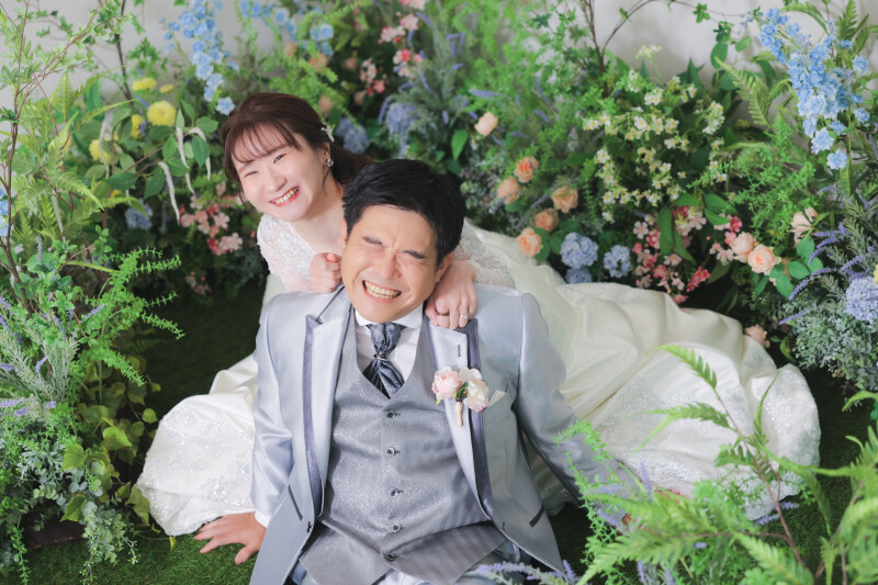 お花に囲まれて