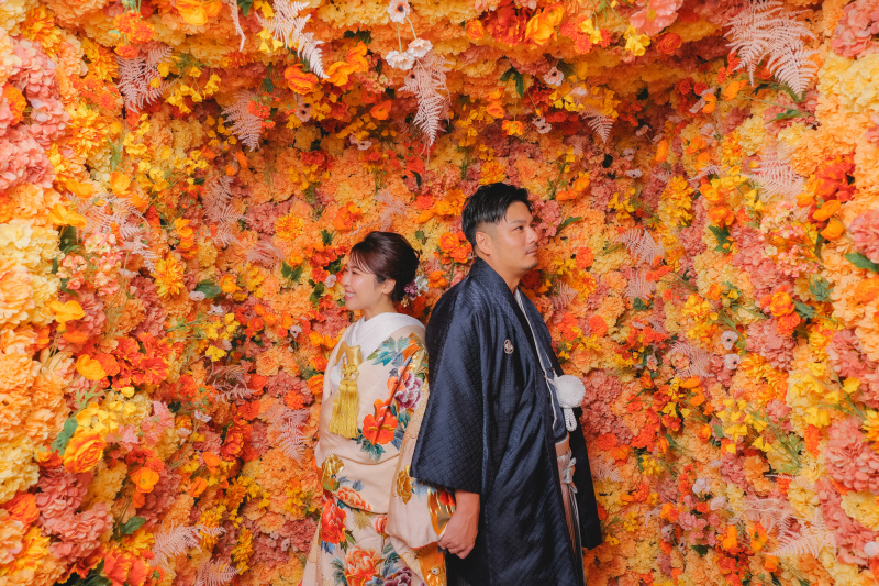 お花に囲まれて