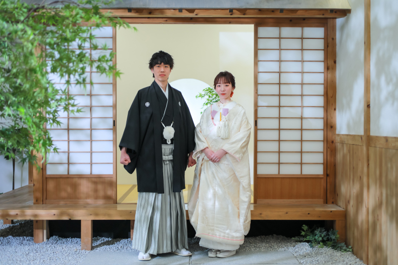 和装で屋内庭園撮影♪