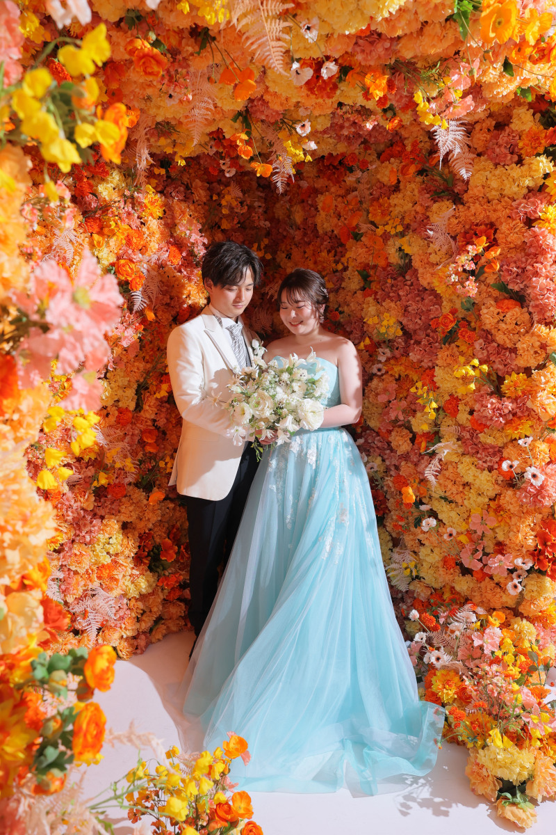 フラワーボックスで花に囲まれて