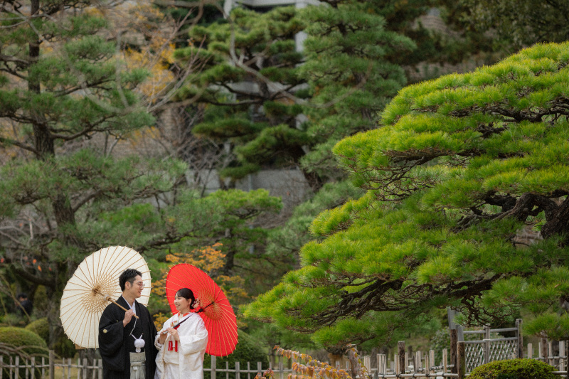 緑豊かな背景も