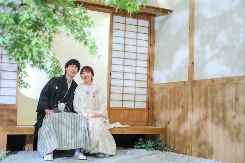 緑と縁側との撮影