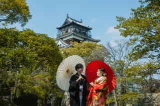【広島城】梅と青空のロケーション