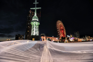 夜ハーバーでのベールシーン